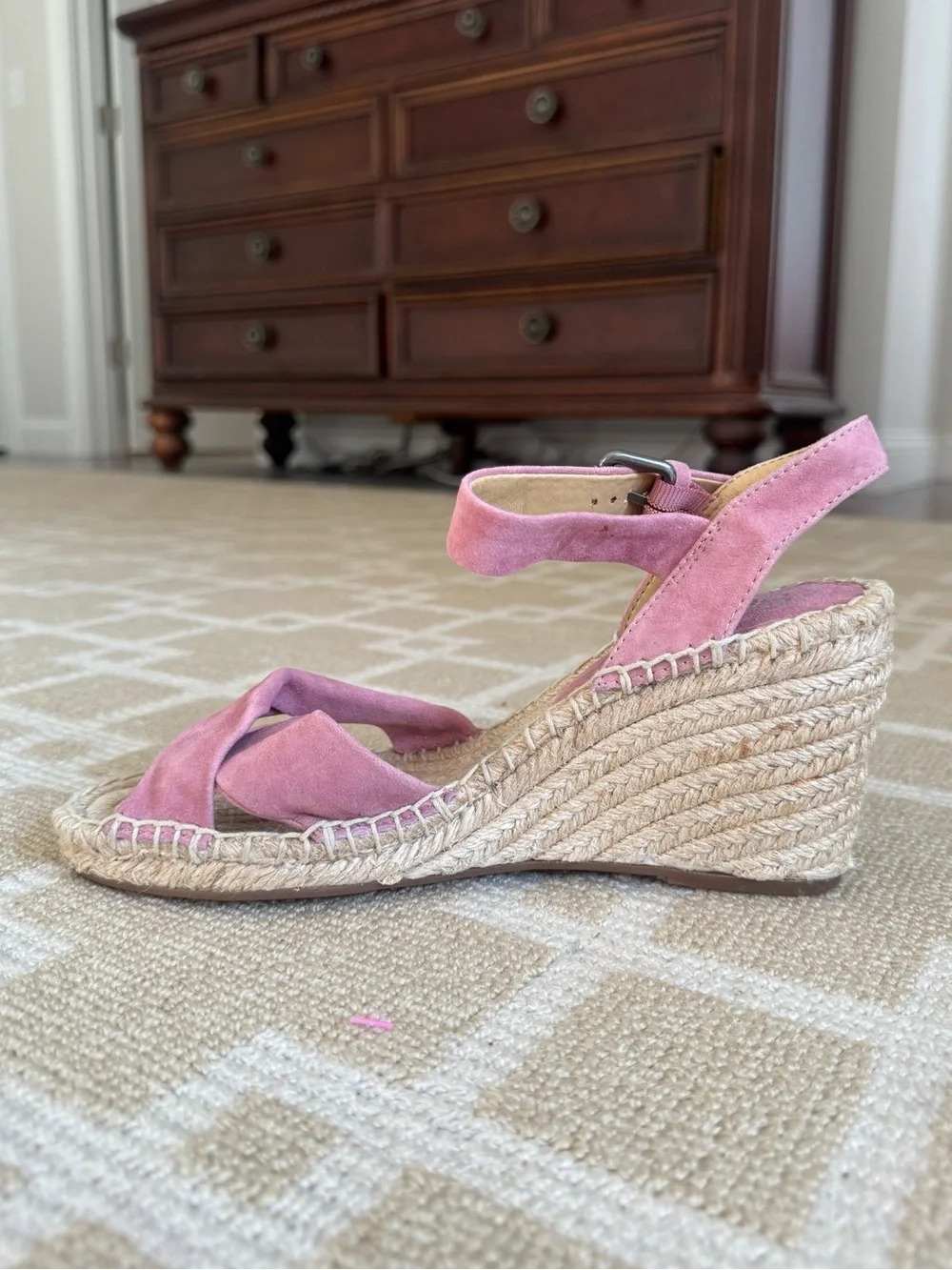 Splendid Pink Suede Espadrille Wedge Sandals Ankle Strap Summer Shoes Size 7